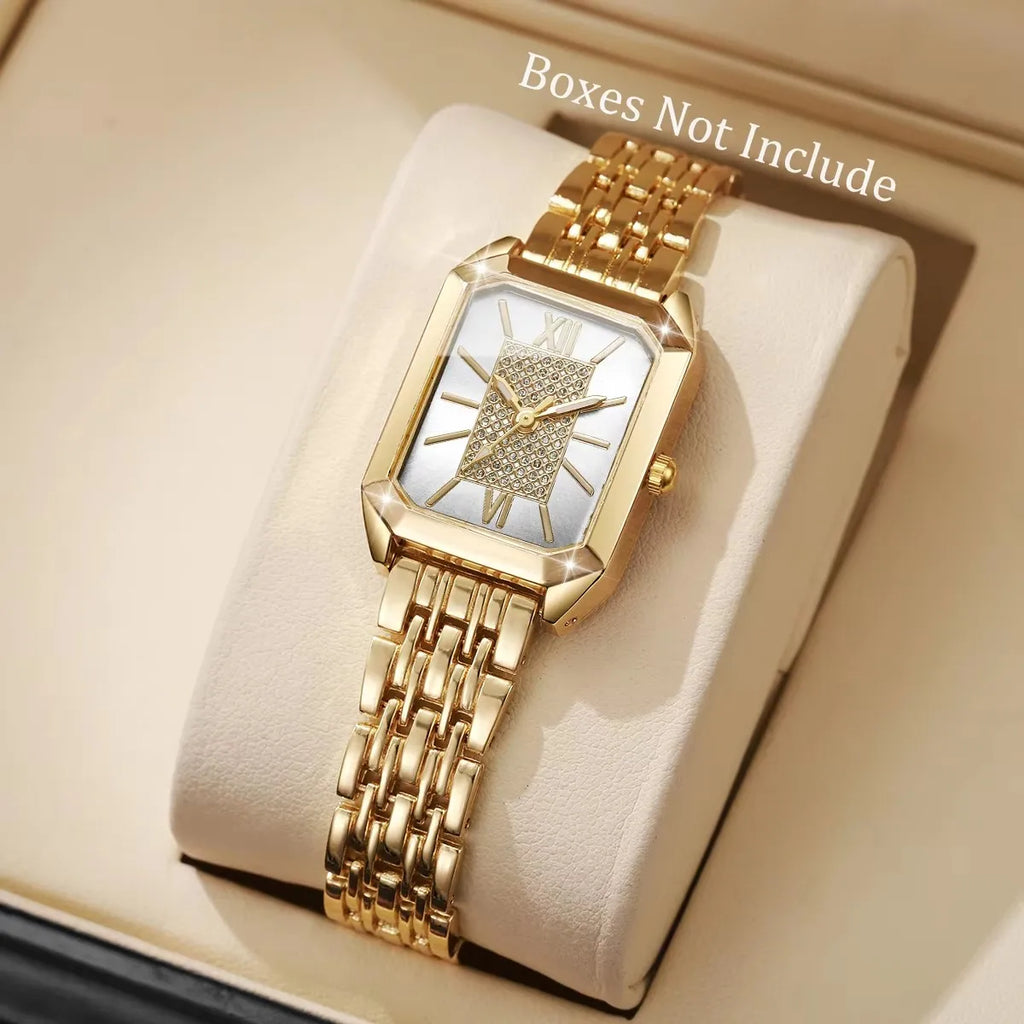 Fashion Rectangle Women Quartz Watch Stainless Steel Strap Wristwatches