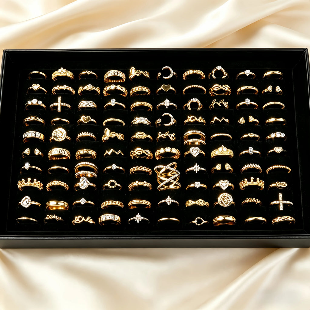 20/30/50Pcs/Lot Elegant Bohemia Heart Moon Rings Set For Women Mix Style Fashion Jewelry