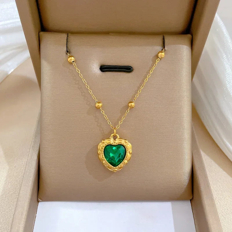 Trendy Heart Stainless Steel Necklaces for Women Daily Jewelry
