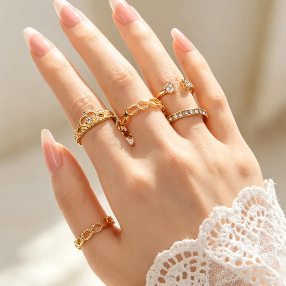 20/30/50Pcs/Lot Elegant Bohemia Heart Moon Rings Set For Women Mix Style Fashion Jewelry