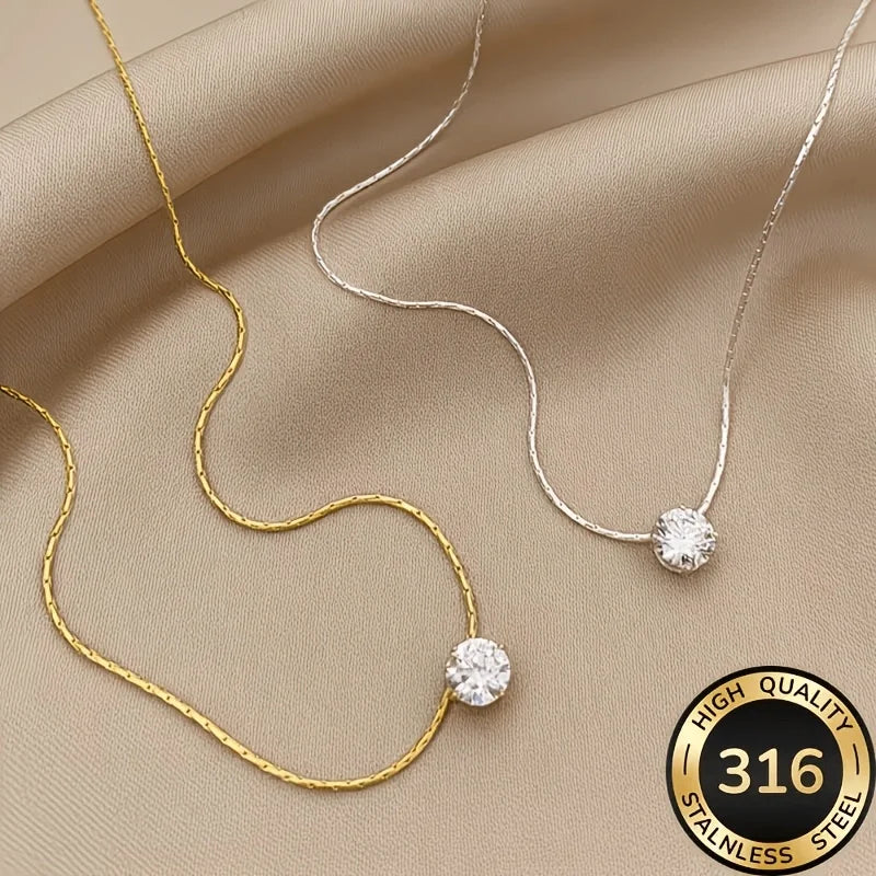 Waterproof Hypoallergenic 316L Stainless Steel Necklace Cubic Chain Necklaces for Women Fashion Jewelry ﻿