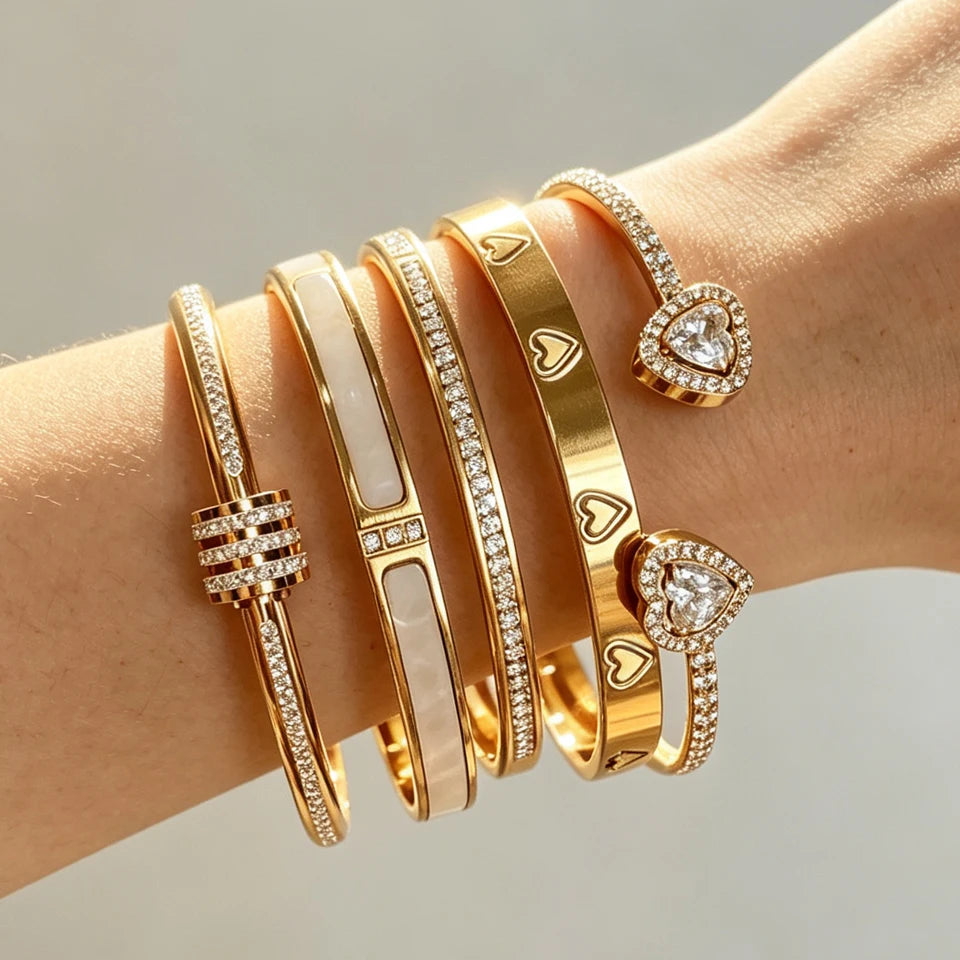 Stainless Steel Bracelet Set for Women Stackable Bangles Fashion