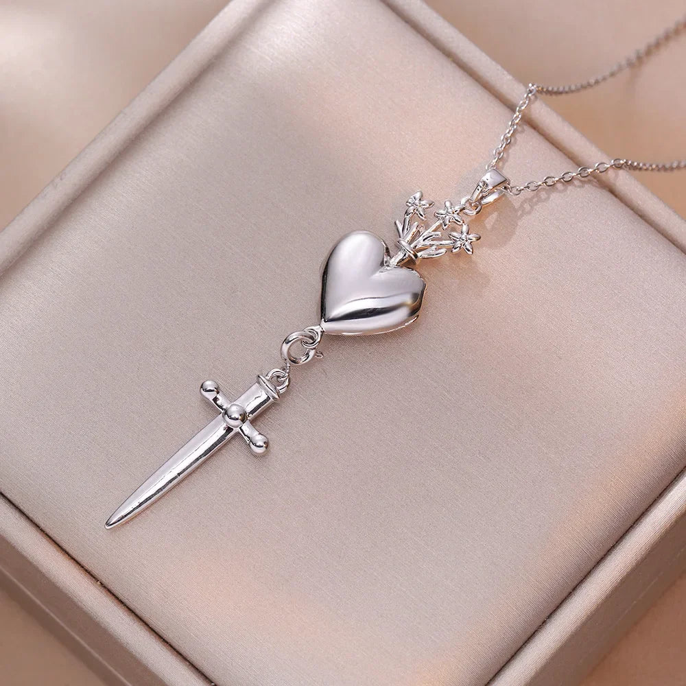 Trendy Heart Stainless Steel Necklaces for Women Daily Jewelry
