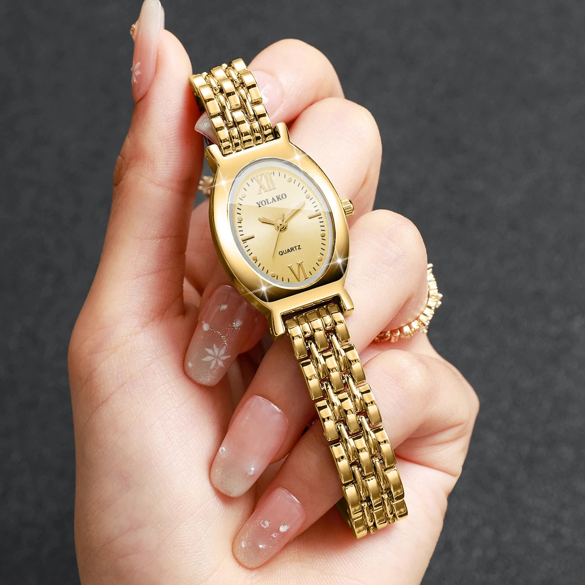 Elegant Oval Dial Women Quartz Watch Ultra-thin Bracelet Strap Ladies