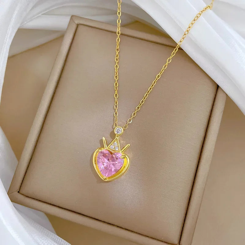 Trendy Heart Stainless Steel Necklaces for Women Daily Jewelry