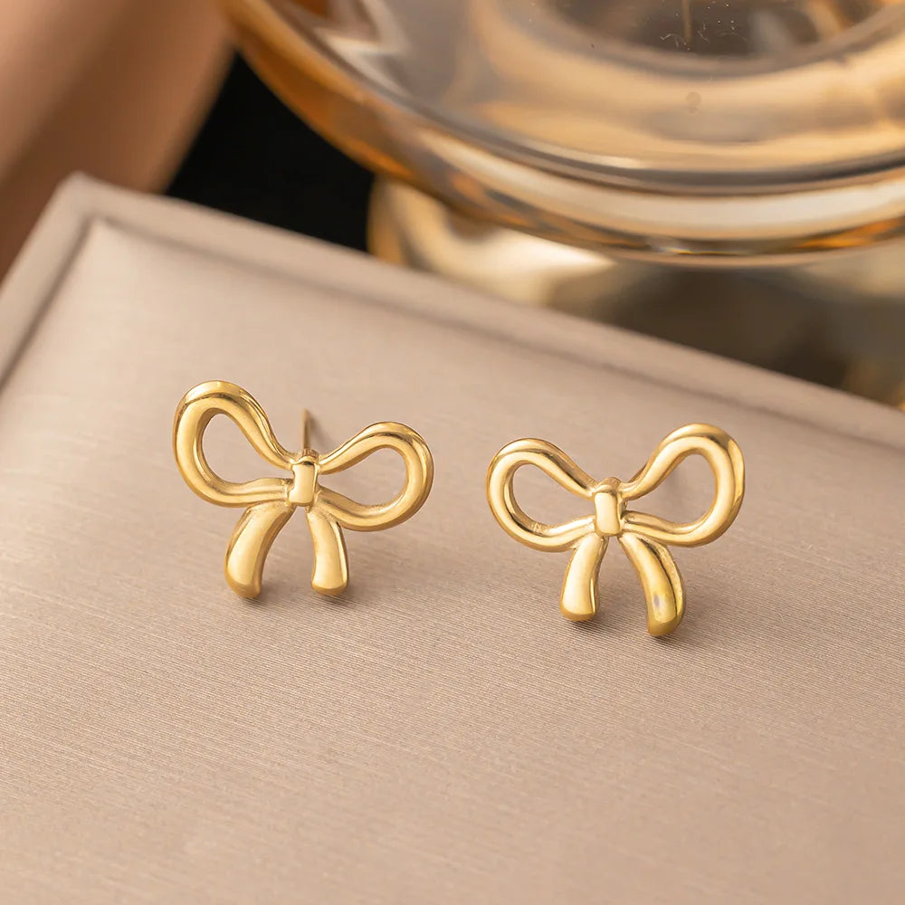 Stainless Steel Bowknot Necklace For Women Girls Gift