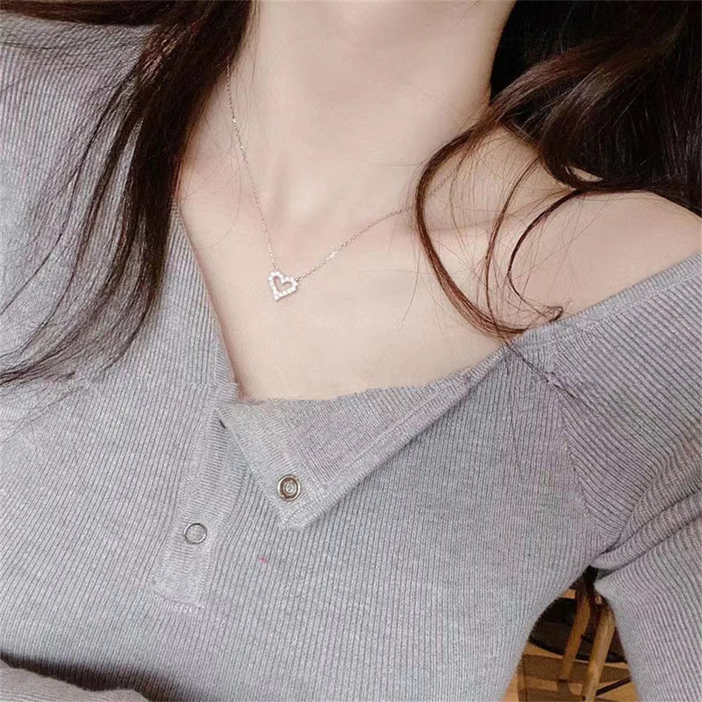 Hollow Love Pendant Necklace for Women Trendy Jewelry Accessories