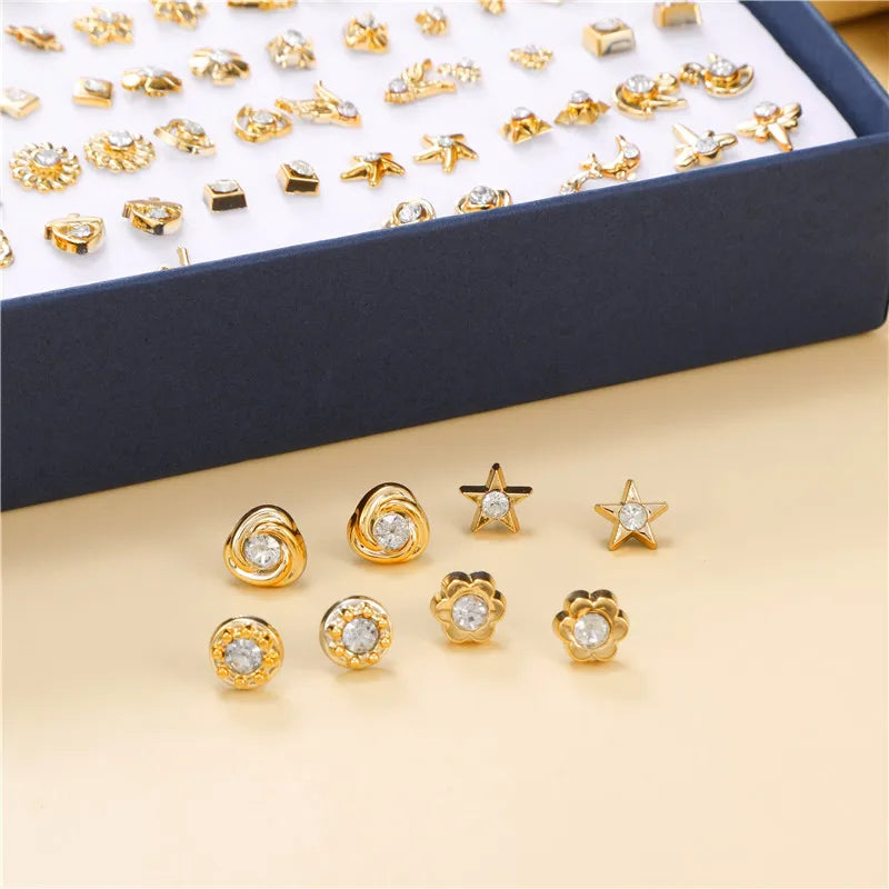 Pair/Lot Small Mini Stud Earring Set For Girl Love Star Animal Geometric