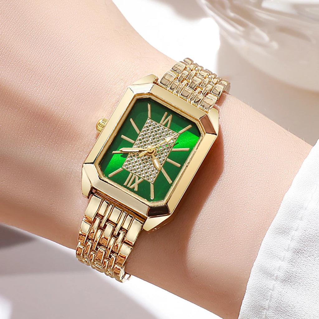 Fashion Rectangle Women Quartz Watch Stainless Steel Strap Wristwatches