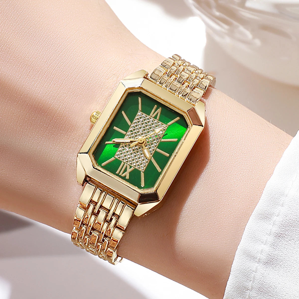 Fashion Rectangle Women Quartz Watch Stainless Steel Strap Wristwatches