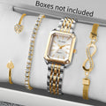 4PCS Elegant Rectangle Women Watches Rhinestone Bracelets Set Fashion Ladies Quartz Wristwatch Reloj Mujer