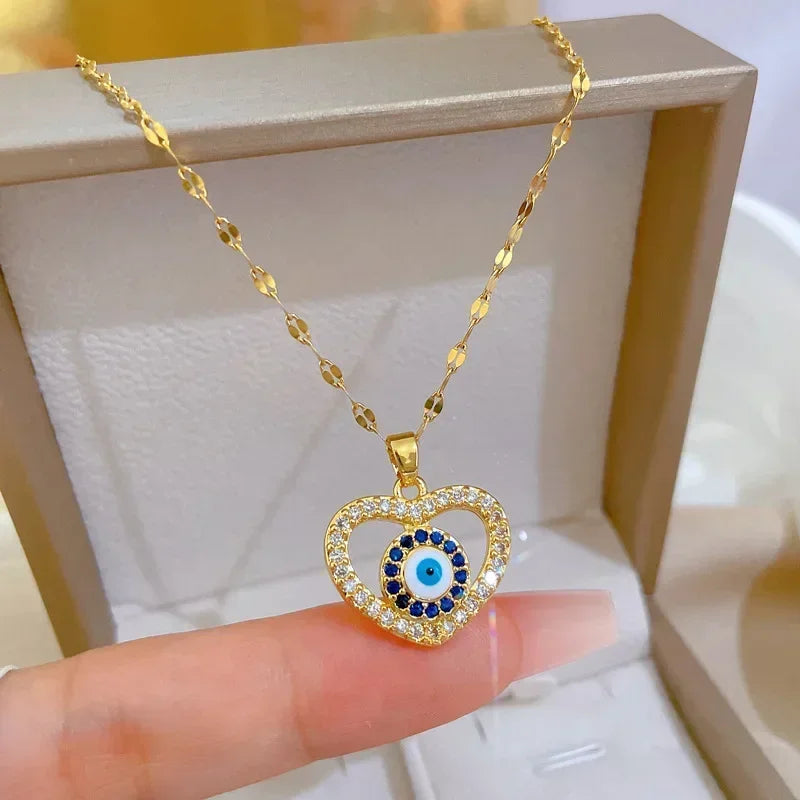 Trendy Heart Stainless Steel Necklaces for Women Daily Jewelry