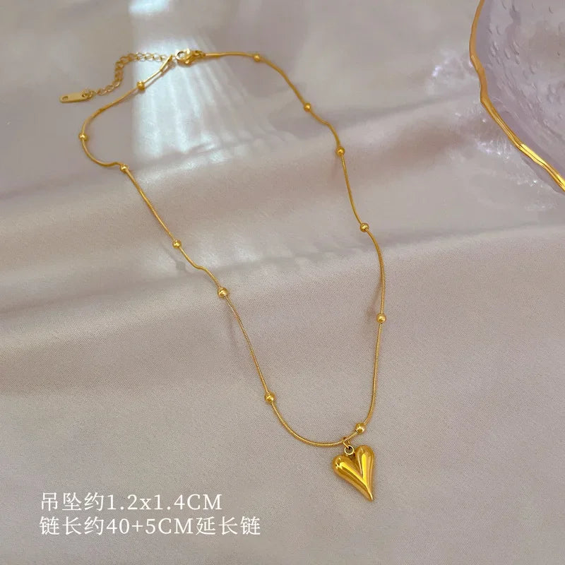Trendy Heart Stainless Steel Necklaces for Women Daily Jewelry