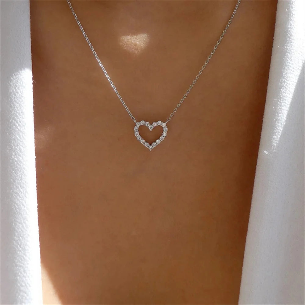 Hollow Love Pendant Necklace for Women Trendy Jewelry Accessories
