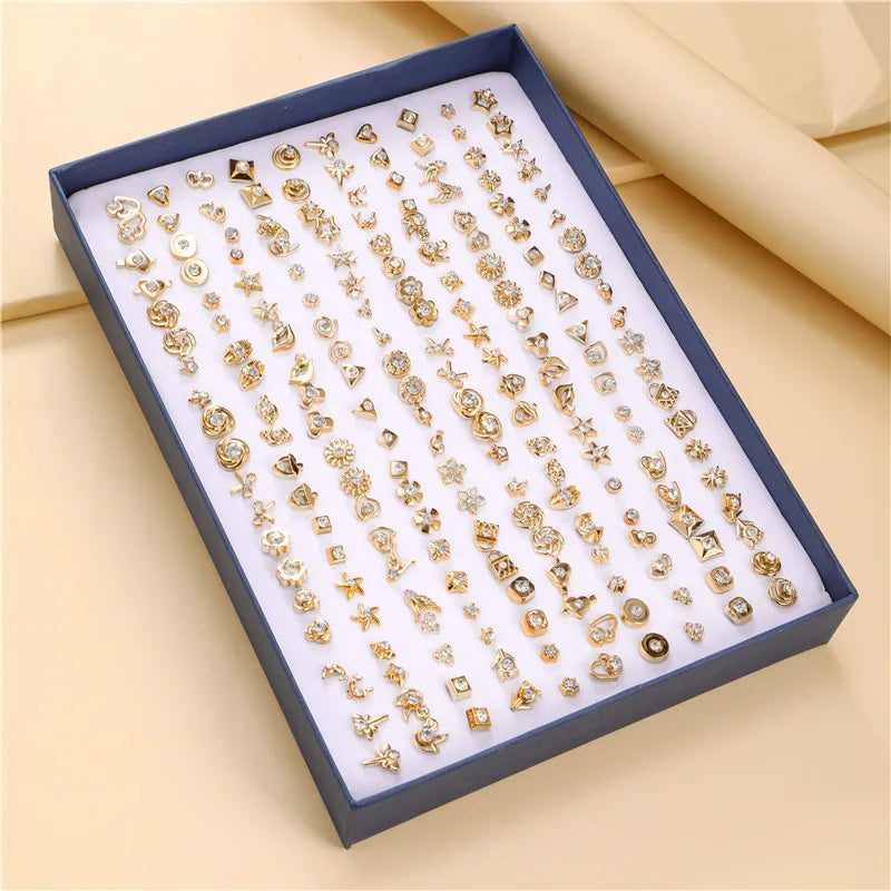 Pair/Lot Small Mini Stud Earring Set For Girl Love Star Animal Geometric