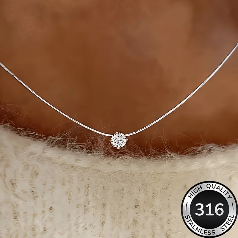 Waterproof Hypoallergenic 316L Stainless Steel Necklace Cubic Chain Necklaces for Women Fashion Jewelry ﻿