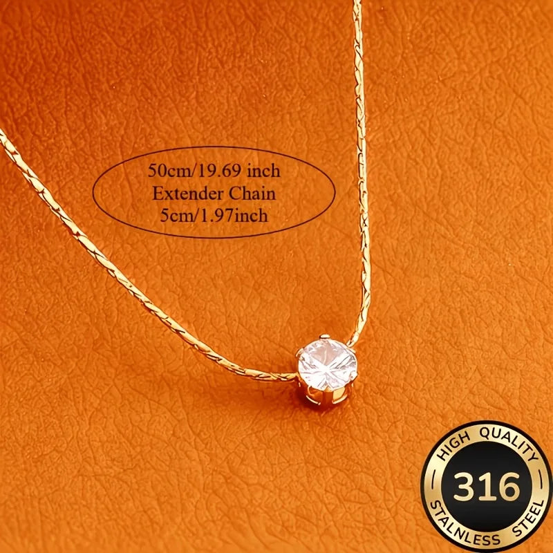 Waterproof Hypoallergenic 316L Stainless Steel Necklace Cubic Chain Necklaces for Women Fashion Jewelry ﻿