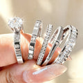 Stainless Steel Stackable Rings for Women Sparkling Finger Ring Set
