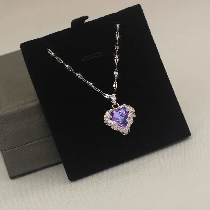 Trendy Heart Stainless Steel Necklaces for Women Daily Jewelry