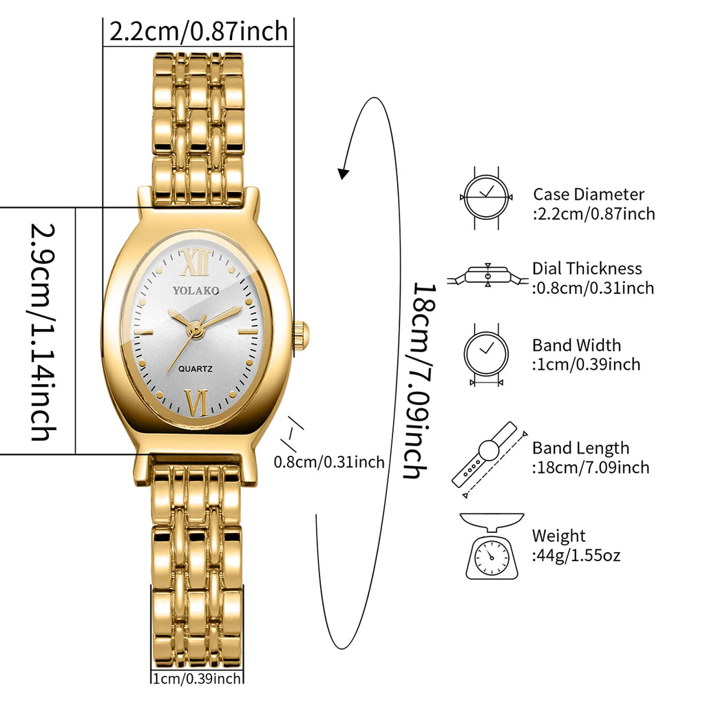 Elegant Oval Dial Women Quartz Watch Ultra-thin Bracelet Strap Ladies
