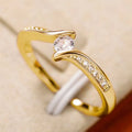 Women Minimalist Ring Inlaid Shiny Round Elegant Wedding Engagement Accessories Jewelry for Lady