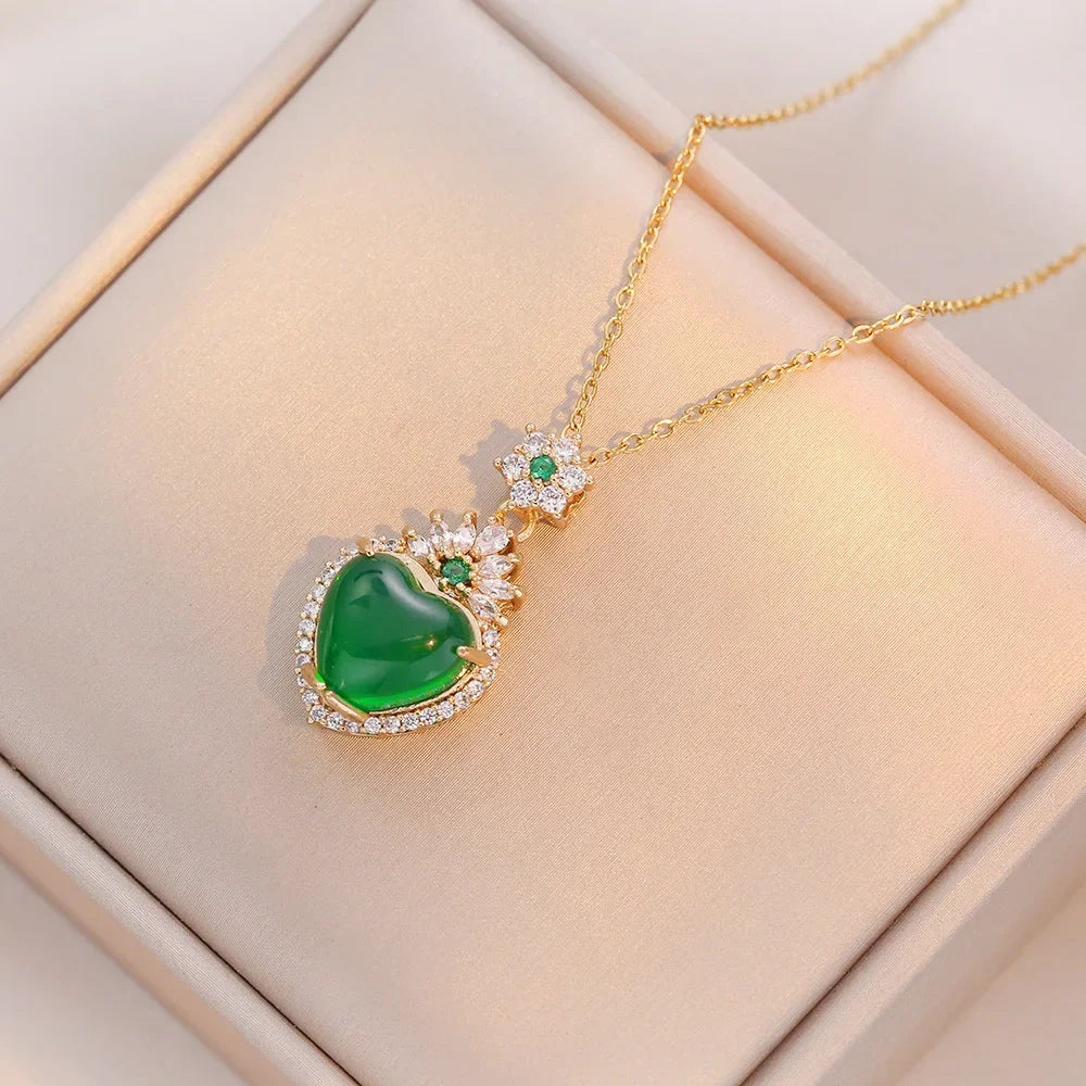 Trendy Heart Stainless Steel Necklaces for Women Daily Jewelry