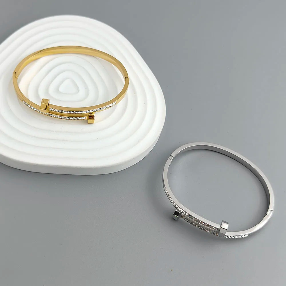 New nail stainless steel gold-plated bracelet 18K, high-quality waterproof couple bracelet,
