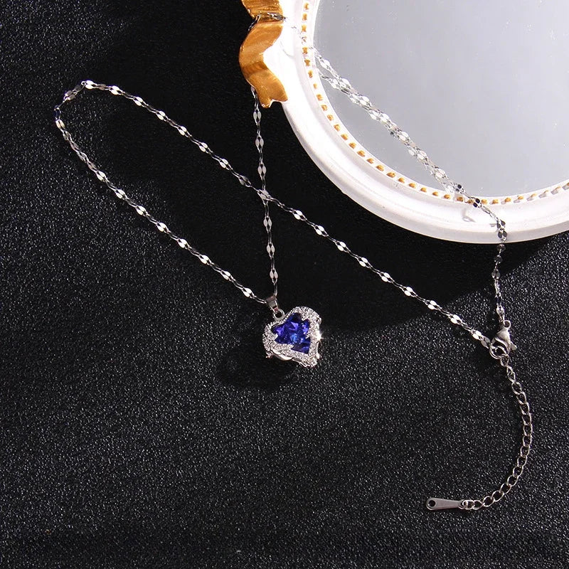 Trendy Heart Stainless Steel Necklaces for Women Daily Jewelry