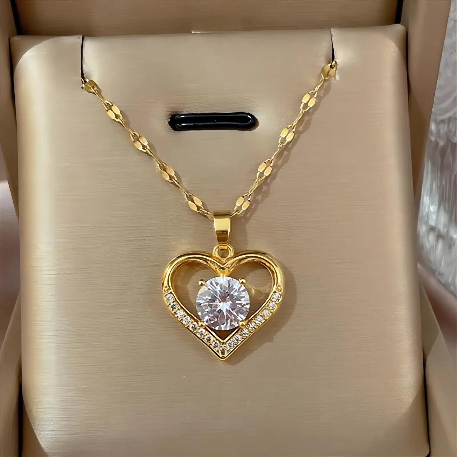 Trendy Heart Stainless Steel Necklaces for Women Daily Jewelry