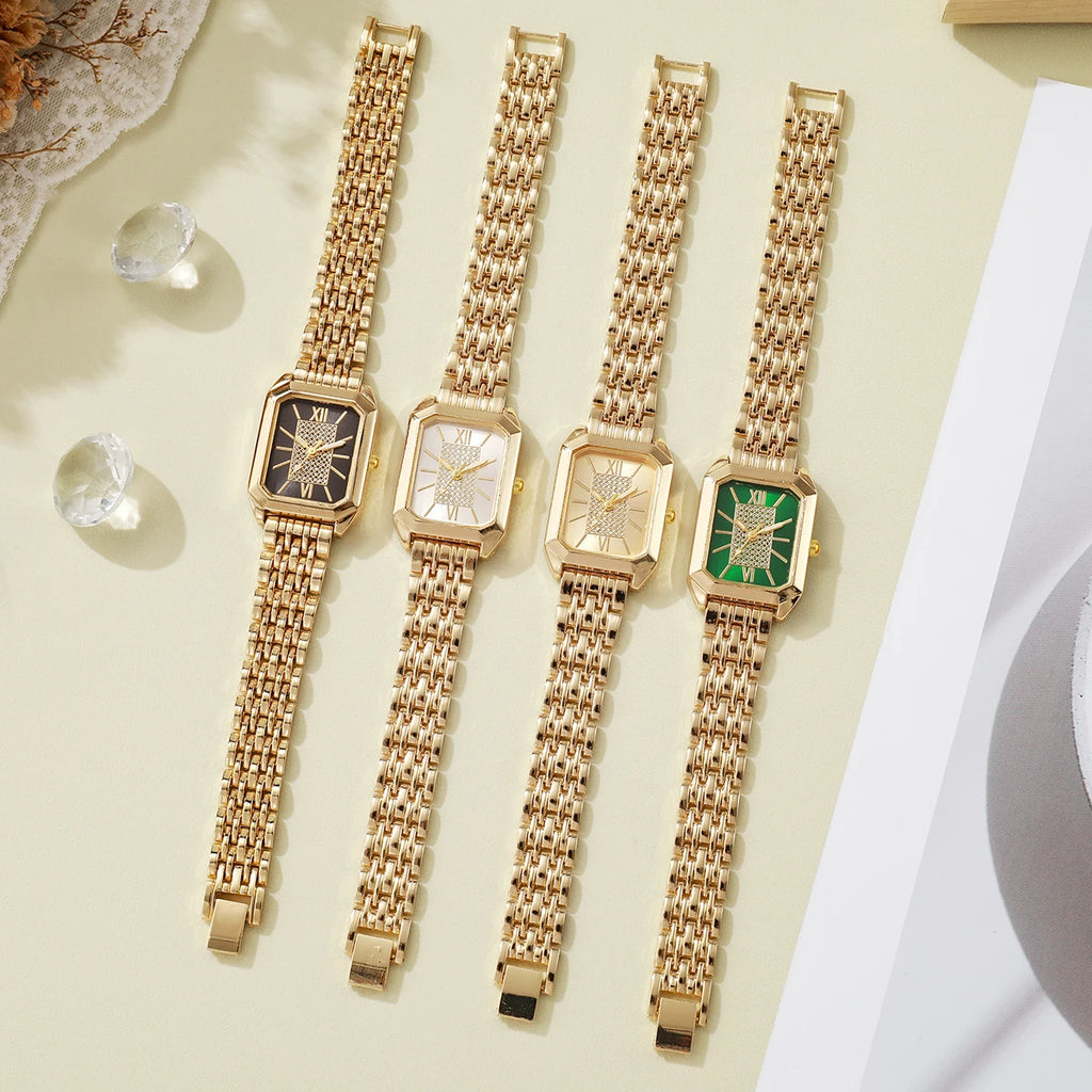Fashion Rectangle Women Quartz Watch Stainless Steel Strap Wristwatches