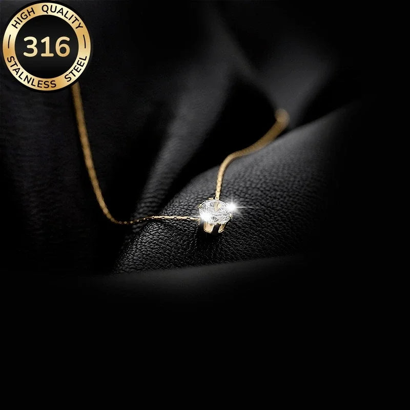 Waterproof Hypoallergenic 316L Stainless Steel Necklace Cubic Chain Necklaces for Women Fashion Jewelry ﻿
