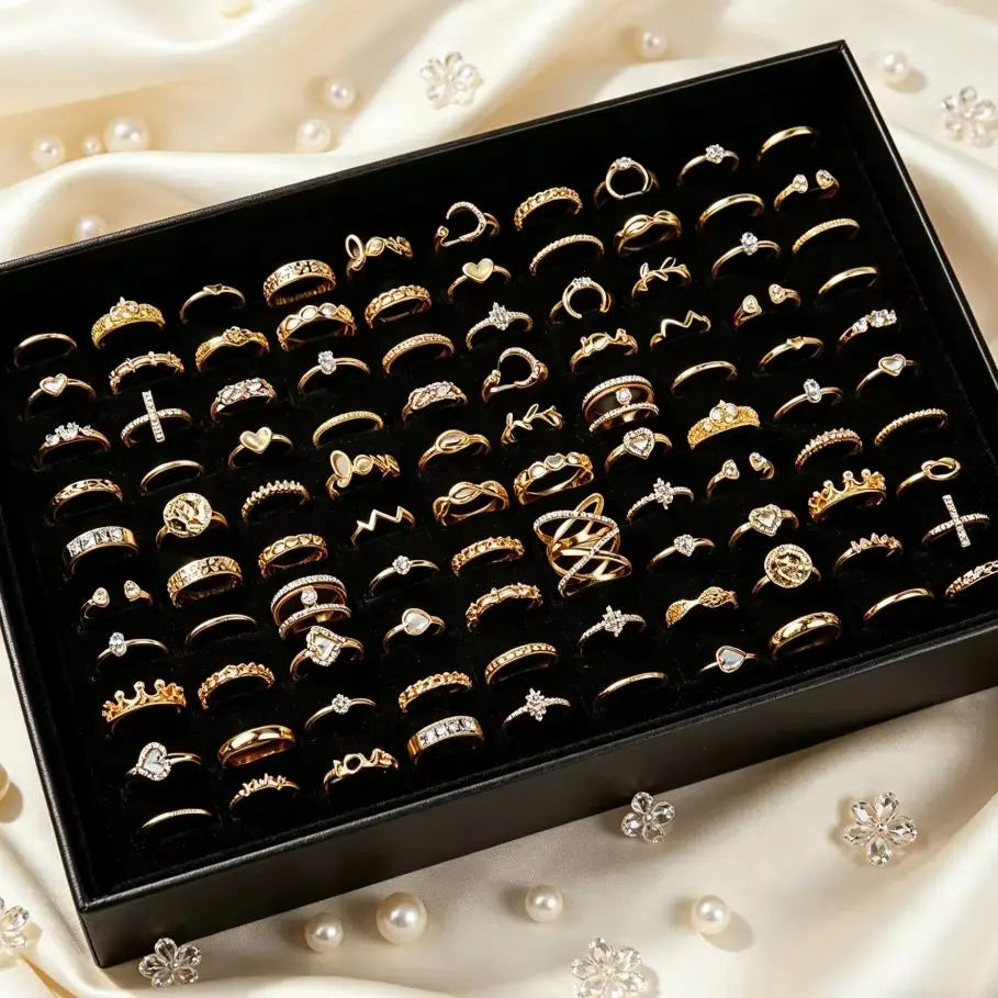 20/30/50Pcs/Lot Elegant Bohemia Heart Moon Rings Set For Women Mix Style Fashion Jewelry