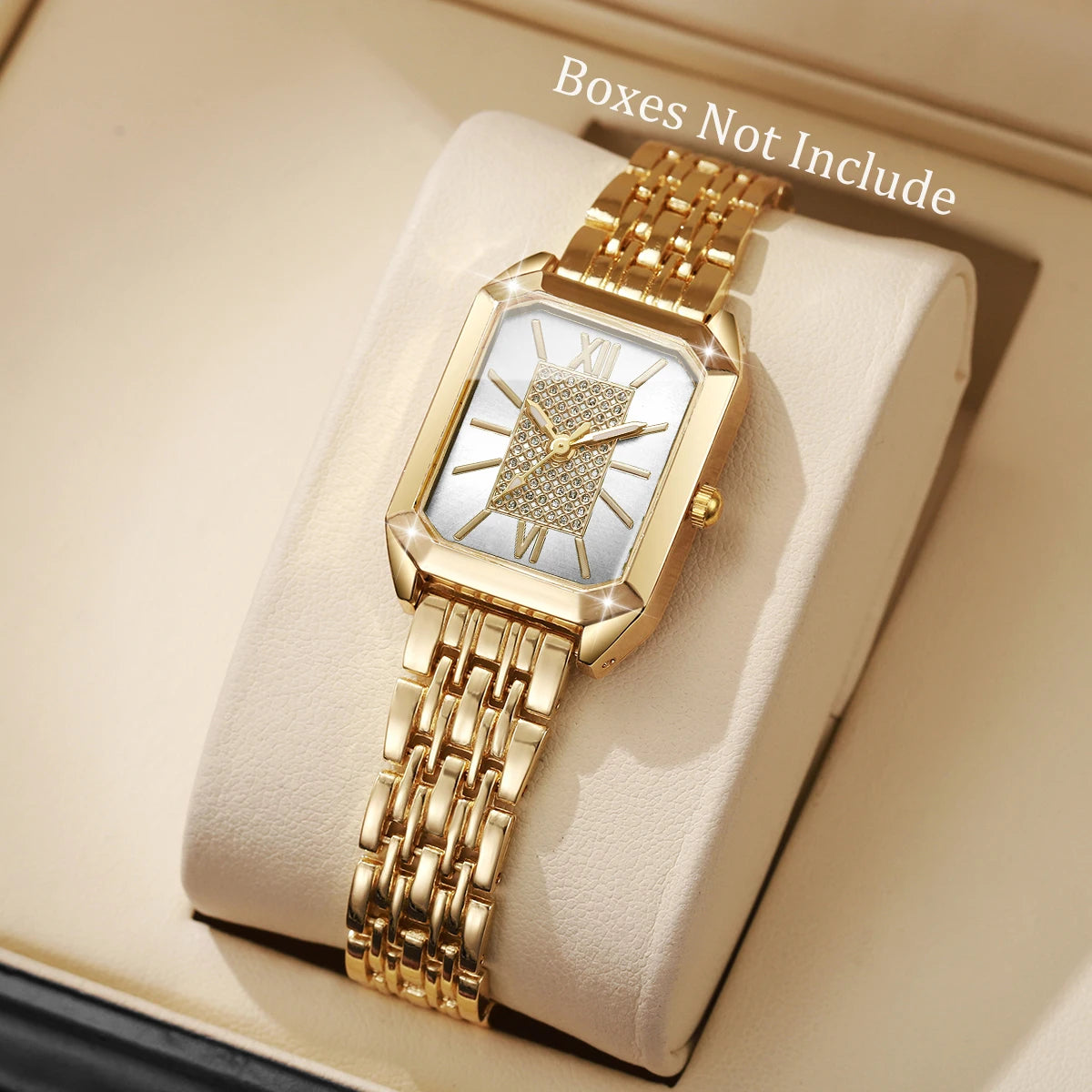 Fashion Rectangle Women Quartz Watch Stainless Steel Strap Wristwatches