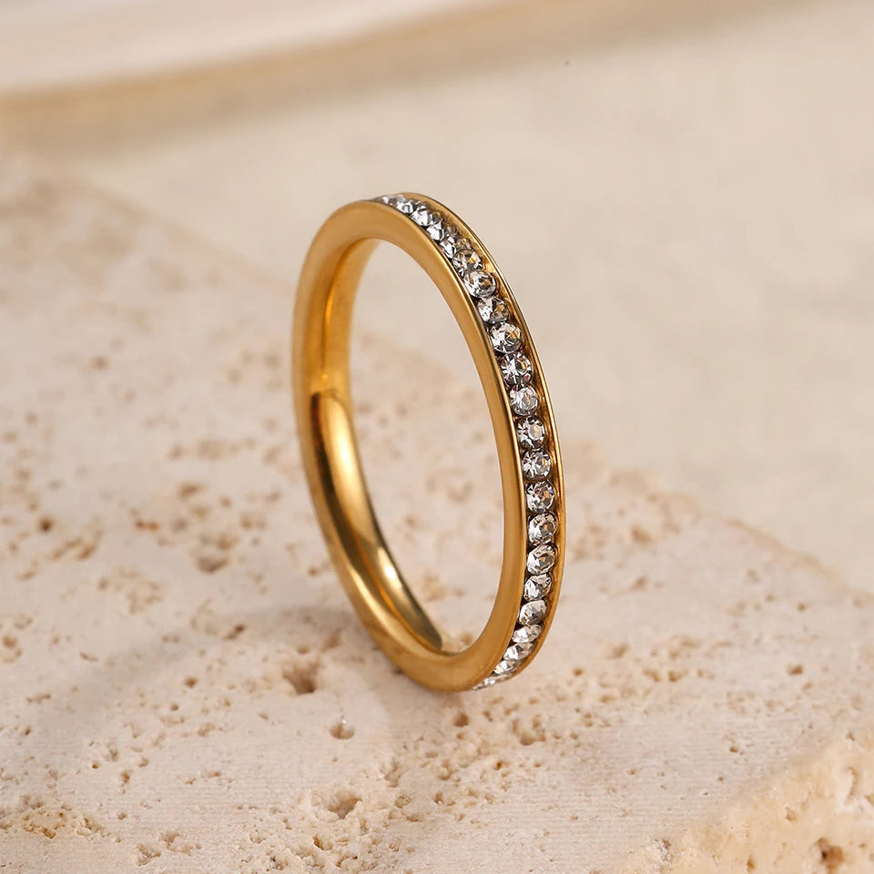 Stainless Steel Stackable Rings for Women Sparkling Finger Ring Set