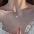double butterfly necklace, trendy neck chain for women,
