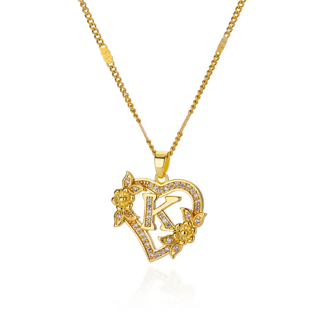 Women Stainless Steel Heart Lover Gold Color Letter Chain Collar Necklace Jewelry