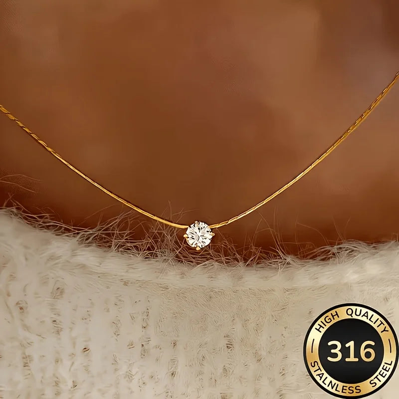 Waterproof Hypoallergenic 316L Stainless Steel Necklace Cubic Chain Necklaces for Women Fashion Jewelry ﻿