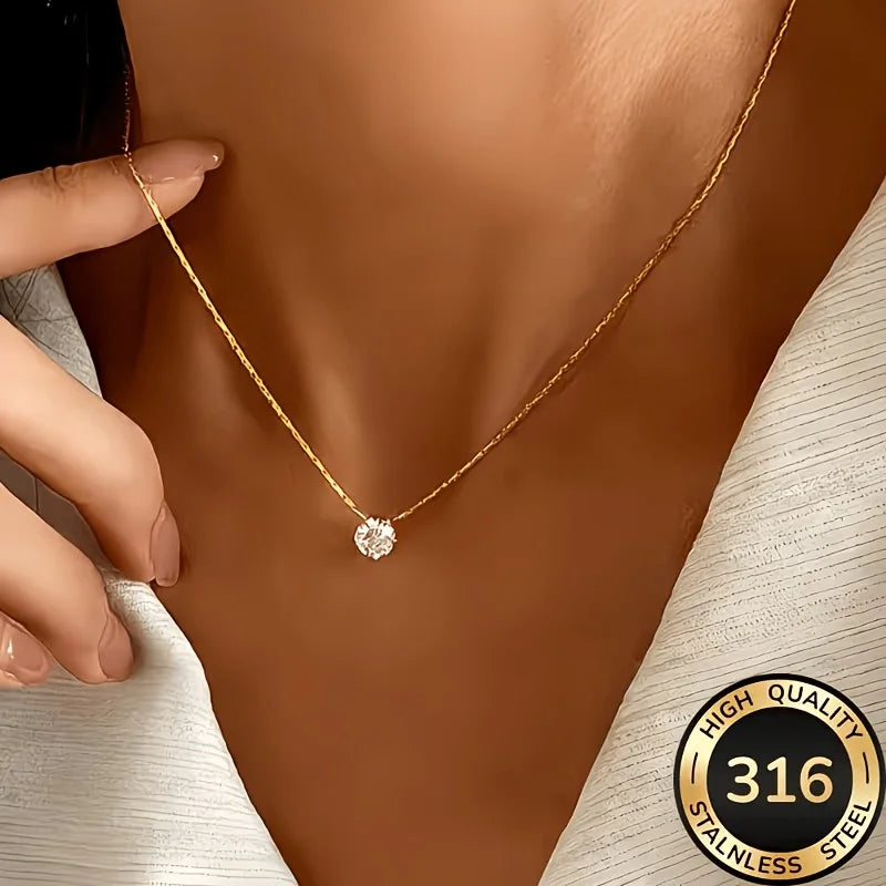 Waterproof Hypoallergenic 316L Stainless Steel Necklace Cubic Chain Necklaces for Women Fashion Jewelry ﻿