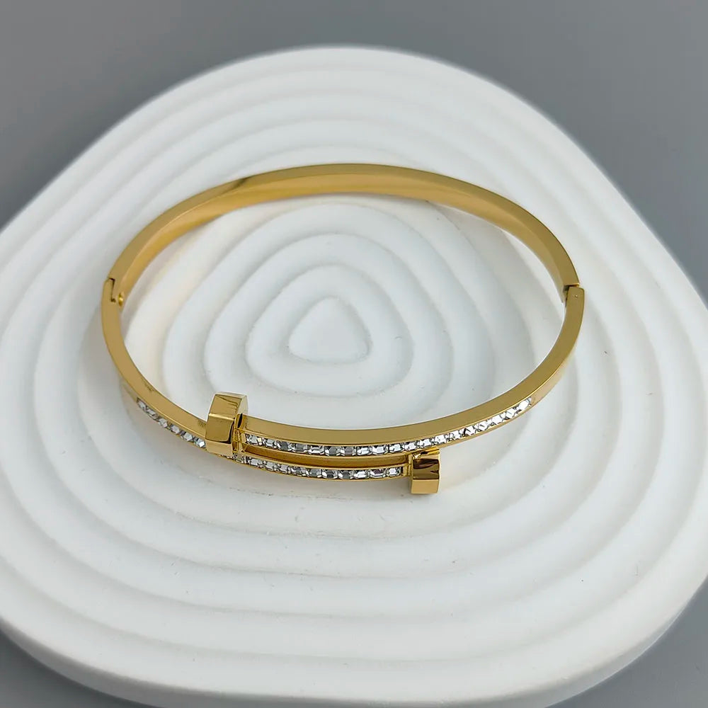 New nail stainless steel gold-plated bracelet 18K, high-quality waterproof couple bracelet,