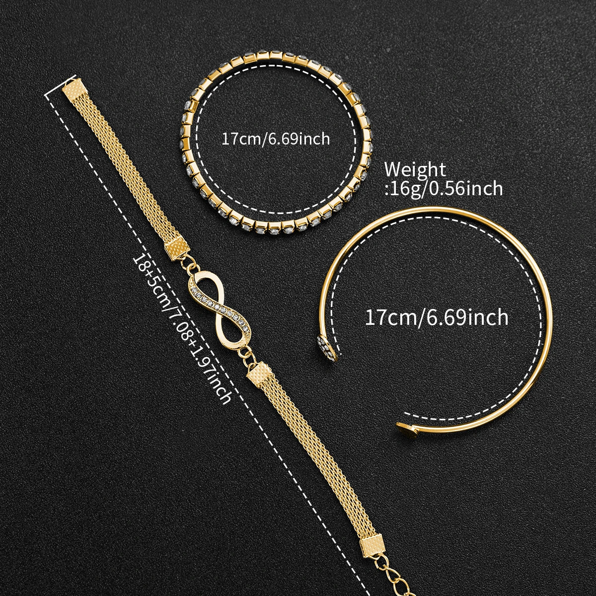 4PCS Elegant Rectangle Women Watches Rhinestone Bracelets Set