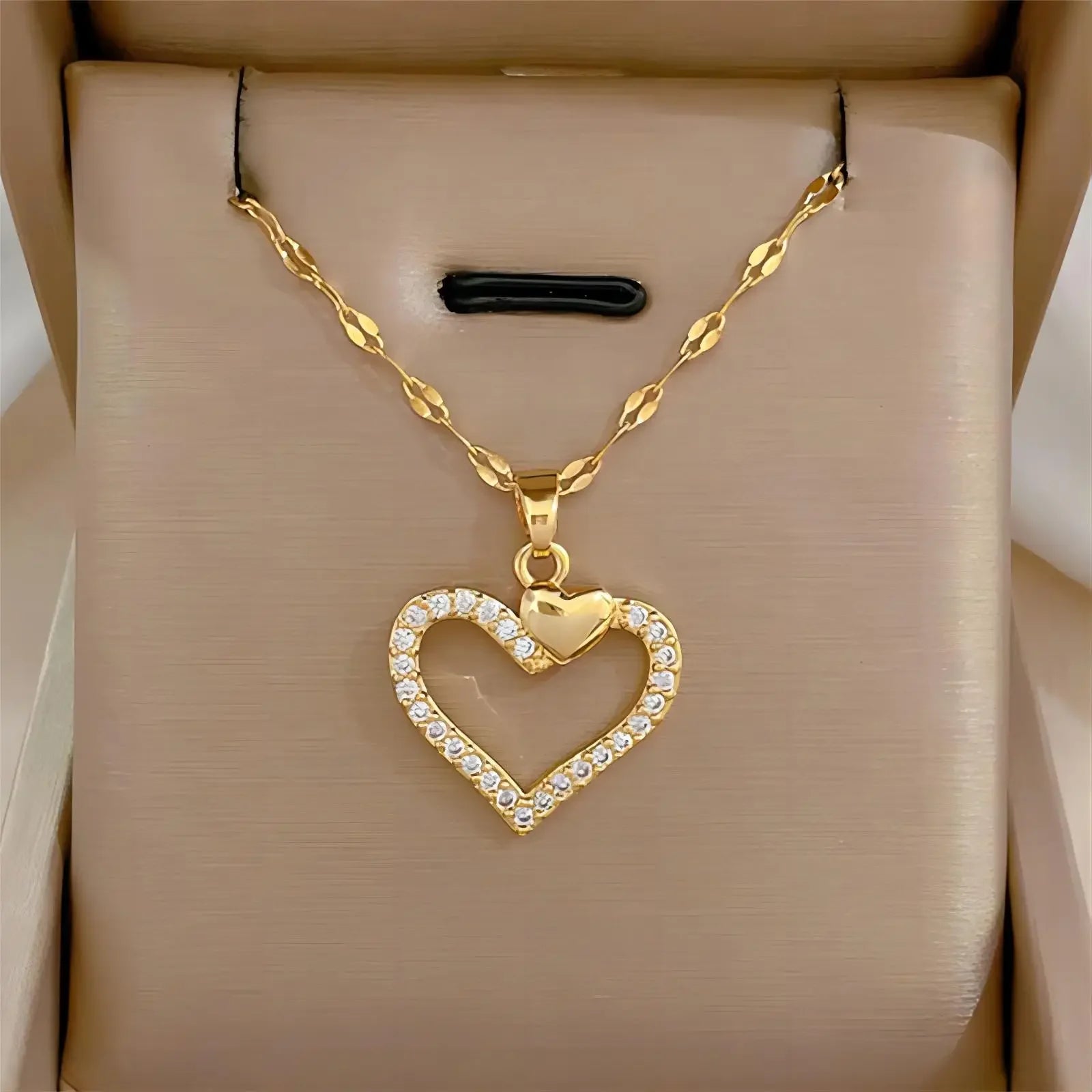 Trendy Heart Stainless Steel Necklaces for Women Daily Jewelry