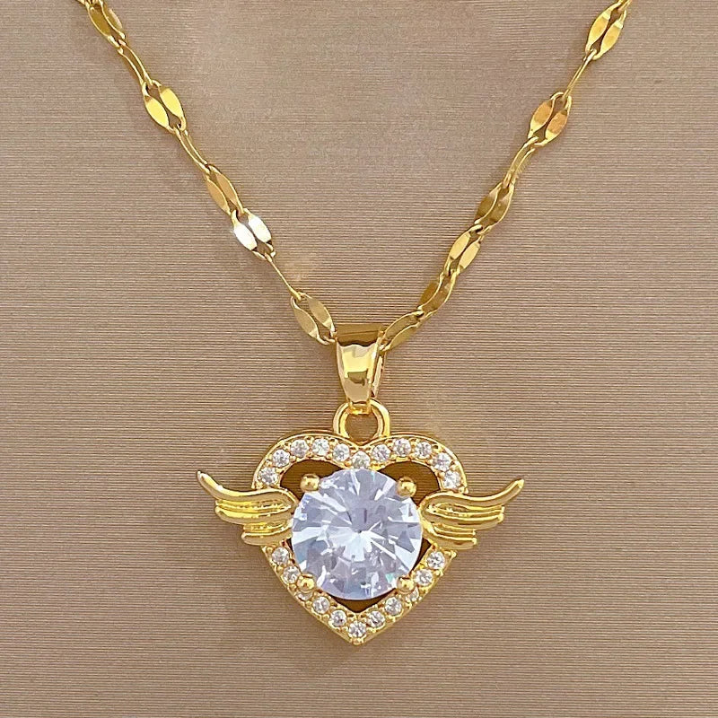 Trendy Heart Stainless Steel Necklaces for Women Daily Jewelry