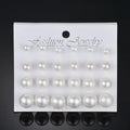 Crystal Pearl Earrings Set Fashion Silver Color Geometric Metal Studs For Women Girls Trend Jewelry Gifts