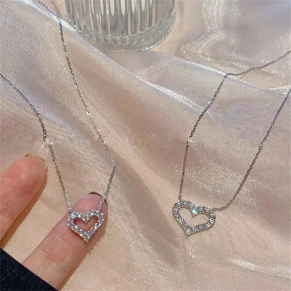 Hollow Love Pendant Necklace for Women Trendy Jewelry Accessories