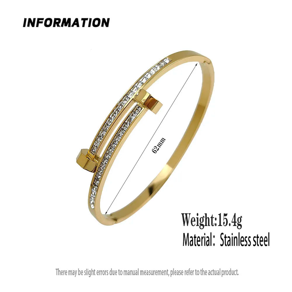 New nail stainless steel gold-plated bracelet 18K, high-quality waterproof couple bracelet,
