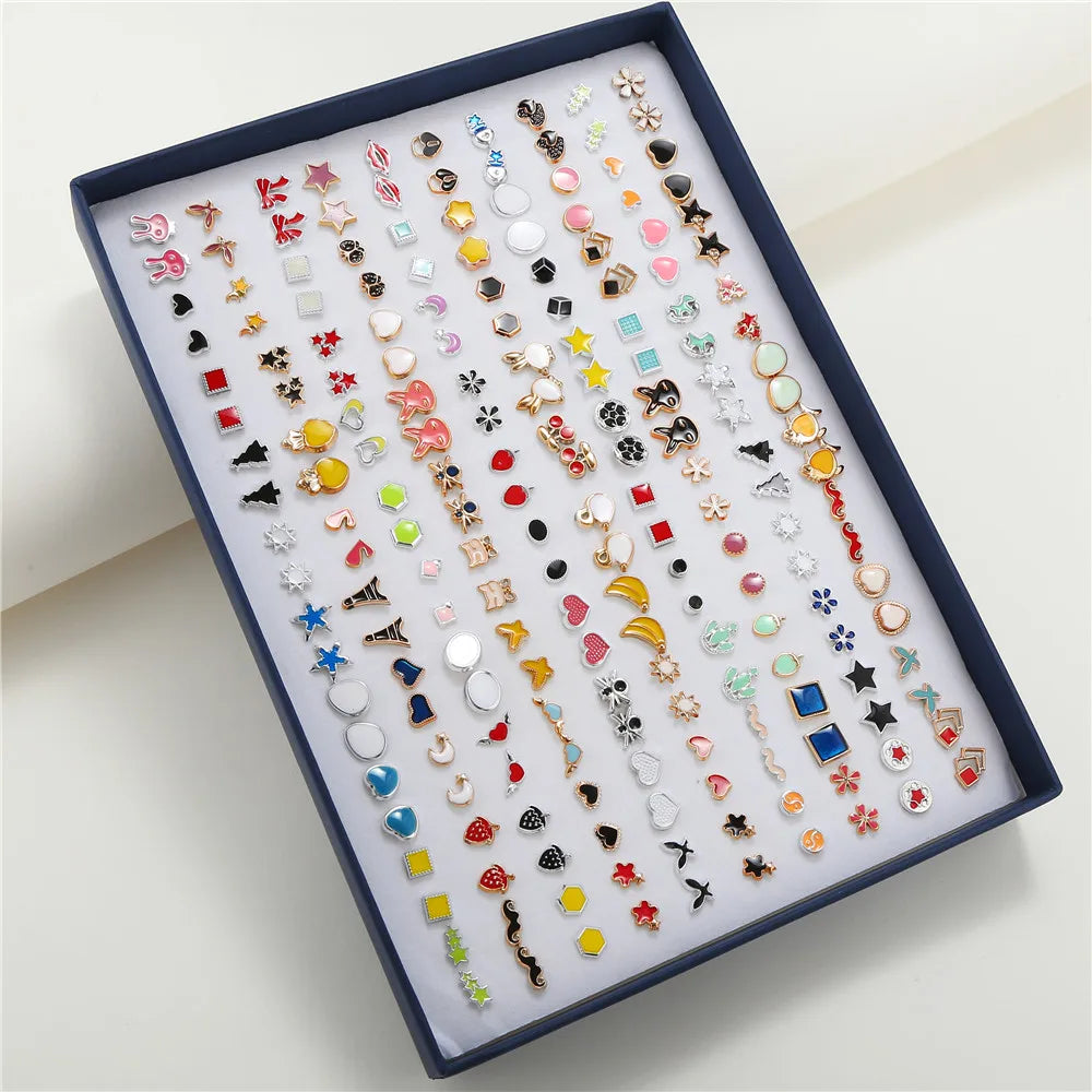 Pair/Lot Small Mini Stud Earring Set For Girl Love Star Animal Geometric