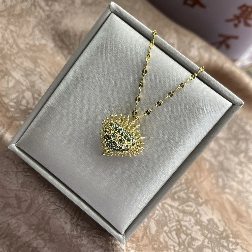 Trendy Heart Stainless Steel Necklaces for Women Daily Jewelry