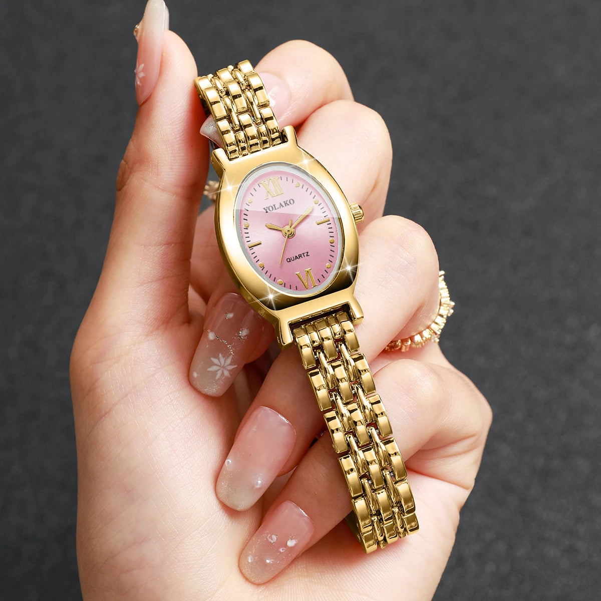 Elegant Oval Dial Women Quartz Watch Ultra-thin Bracelet Strap Ladies