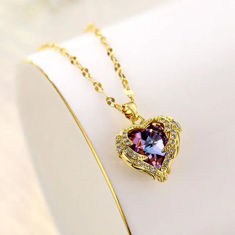 Trendy Heart Stainless Steel Necklaces for Women Daily Jewelry