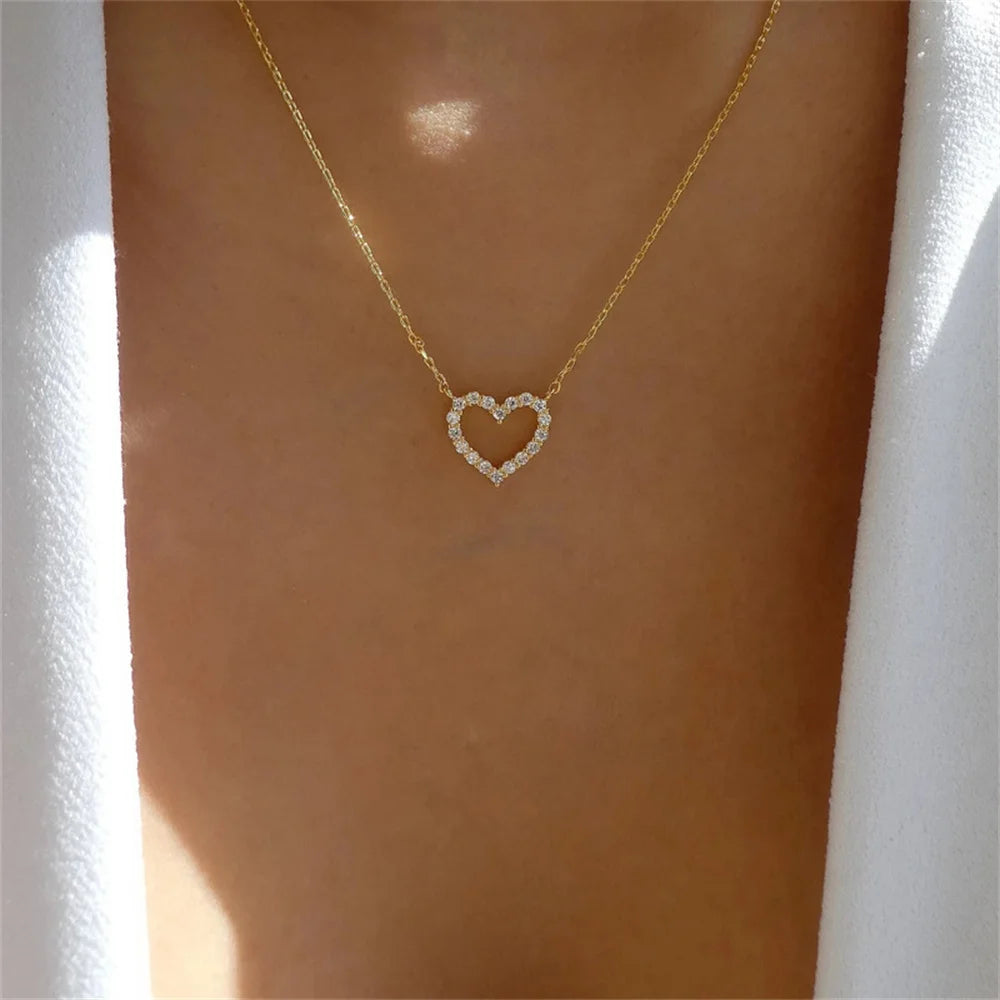 Hollow Love Pendant Necklace for Women Trendy Jewelry Accessories